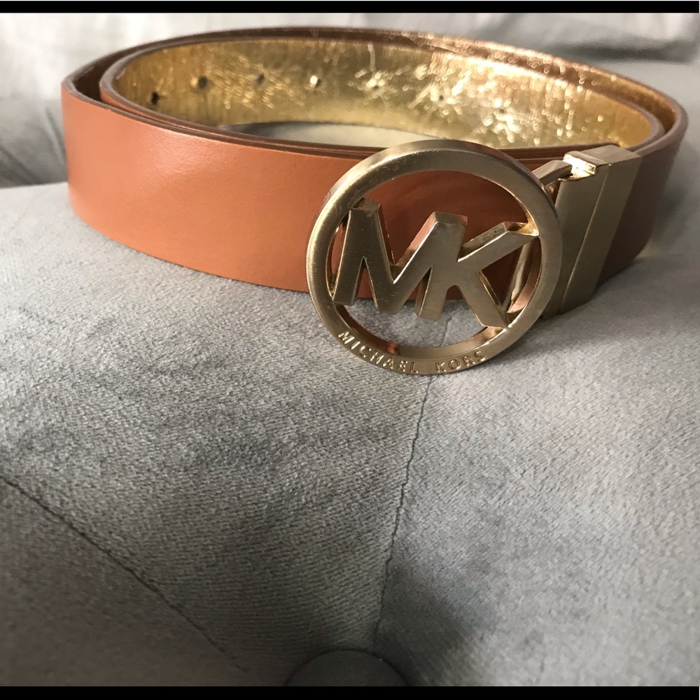 Mk camel with gold hardware belt size large